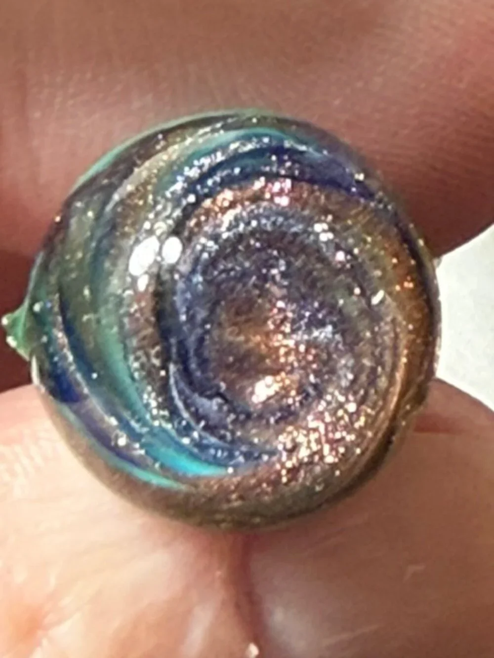 Dichroic glass men's cuff links.